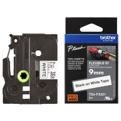 Brother TZe-FX221 Lipni juostelė (9 mm, juodas ant baltos, lanksti) – Originali Brother TZe-FX221 Lipni juostelė (9 mm, juodas ant baltos, lanksti) – Originali