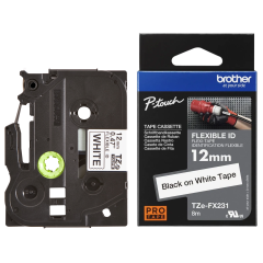 Brother TZe-FX231 Lipni juostelė (12 mm, juodas ant baltos, lanksti) – Originali Brother TZe-FX231 Lipni juostelė (12 mm, juodas ant baltos, lanksti) – Originali