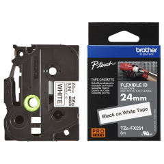 Brother TZE-FX251 Lipni juostelė (24 mm, juodas ant baltos, lanksti) – Originali Brother TZE-FX251 Lipni juostelė (24 mm, juodas ant baltos, lanksti) – Originali