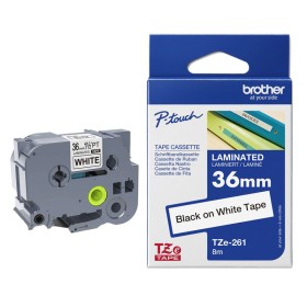 Brother TZe-261 Lipni juostelė (36 mm, juodas ant baltos) – Originali