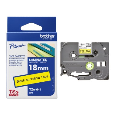 Brother TZe-641 Lipni juostelė (18 mm, juoda ant geltonos) – Originali