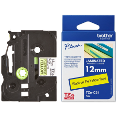 Lipni juostelė Brother TZE-C31, 12mm. (fluorescentinė geltona) OEM