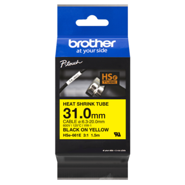 Termo vamzdelis, juostelė Brother HSe-661E, 31mm. (Geltona / Juoda) OEM