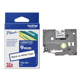 Brother TZe-221 Lipni juostelė (9 mm, juodas ant baltos) – Originali