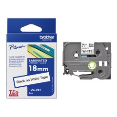 Brother TZe-241 Lipni juostelė (18 mm, juodas ant baltos) – Originali