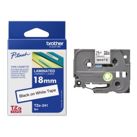 Brother TZe-241 Lipni juostelė (18 mm, juodas ant baltos) – Originali