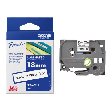 Lipni juostelė Brother TZE-241, 18  mm, juodas ant baltos, Originali