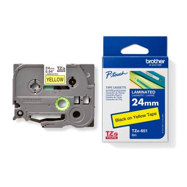 Brother TZe-651 Lipni juostelė (24 mm, juoda ant geltonos) – Originali
