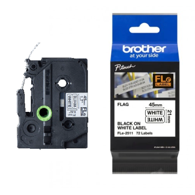 Lipni juostelė Brother FLe-2511, 21mm. (Balta / Juoda) OEM