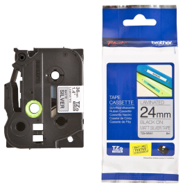 Lipni juostelė Brother TZE-M951 24mm. (Sidabrinė / juoda) OEM