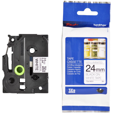 Brother TZe-N251 Nelaminuota lipni juostelė (24 mm, juodas ant baltos) – Originali