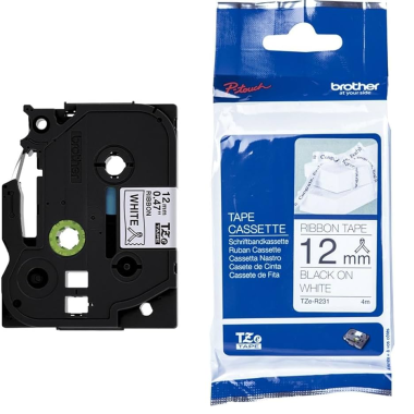 Lipni juostelė Brother TZE-R231, 12mm. (Kaspinas baltas) OEM