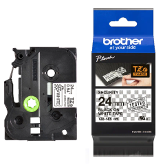 Lipni juostelė Brother TZE-SE5 24mm. (Balta / Juoda) Apsauginė OEM