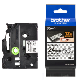 Lipni juostelė Brother TZE-SE5 24mm. (Balta / Juoda) Apsauginė OEM