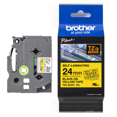 Lipni juostelė Brother TZE-SL651 24mm. (Geltona / Juoda) OEM