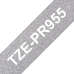 Lipni juostelė Brother TZE-PR955 24mm. (Sidabrinė / Balta) OEM