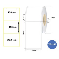 Lipnios etiketės 100x150mm (1000 vnt.) – Vellum (76 mm šerdis)