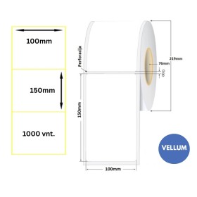 Lipnios etiketės 100x150mm (1000 vnt.) – Vellum (76 mm šerdis)