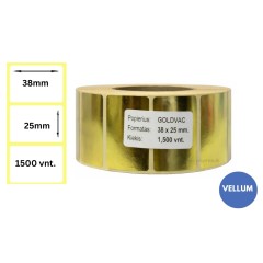 Lipnios etiketės 38x25mm (1500 vnt.) – Vellum, metalizuotas auksas