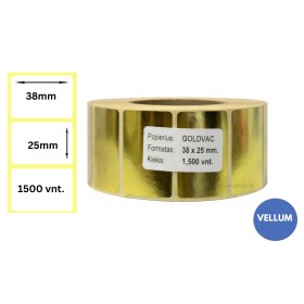 Lipnios etiketės 38x25mm (1500 vnt.) – Vellum, metalizuotas auksas