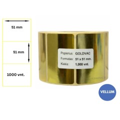 Lipnios etiketės 51x51mm (1000 vnt.) – Vellum, metalizuotas auksas