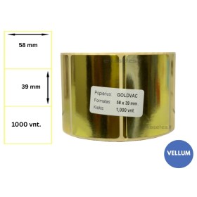 Lipnios etiketės 58x39mm (1000 vnt.) – Vellum, metalizuotas auksas
