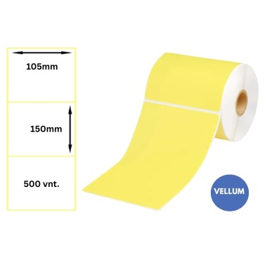 Lipnios etiketės 105x150mm (500 vnt.) – Vellum, geltona