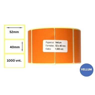 Lipnios etiketės 52x40mm (1000 vnt.) – Vellum, oranžinė