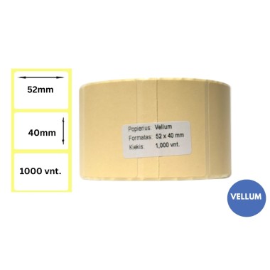 Lipnios etiketės 52x40mm (1000 vnt.) – Vellum, smėlio