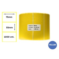 Lipnios etiketės 75x55mm (1000 vnt.) – Vellum, geltona