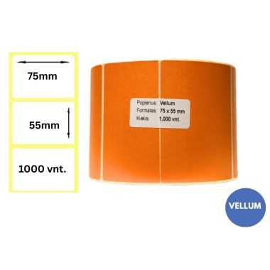 Lipnios etiketės 75x55mm (1000 vnt.) – Vellum, oranžinė