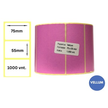 Lipnios etiketės 75x55mm (1000 vnt.) – Vellum, rožinė