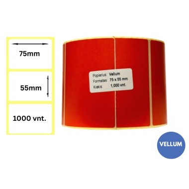 Lipnios etiketės 75x55mm (1000 vnt.) – Vellum, raudona