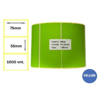 Lipnios etiketės 75x55mm (1000 vnt.) – Vellum, žalia