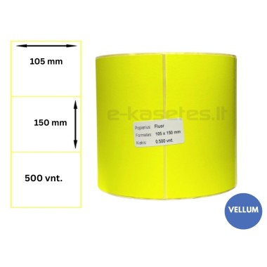 Lipnios etiketės 105x150mm (500 vnt.) – Vellum, fluorescencinė geltona
