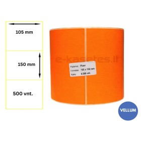 Lipnios etiketės 105x150mm (500 vnt.) – Vellum, fluorescencinė oranžinė