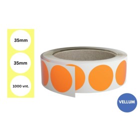 Lipnios etiketės Ø 35mm (1000 vnt.) – Vellum, fluorescencinė oranžinė