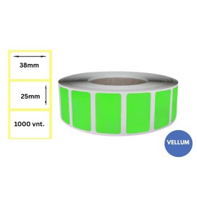 Lipnios etiketės 38x25mm (1000 vnt.) – Vellum, fluorescencinė žalia