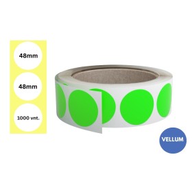 Lipnios etiketės Ø 48mm (1000 vnt.) – Vellum, fluorescencinė žalia