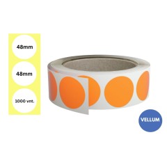 Lipnios etiketės Ø 48mm (1000 vnt.) – Vellum, fluorescencinė oranžinė