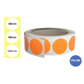 Lipnios etiketės Ø 48mm (1000 vnt.) – Vellum, fluorescencinė oranžinė