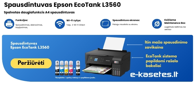 Epson EcoTank L3560 daugiafunkcis spalvotas A4 spausdintuvas su Wi-Fi