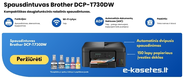 Brother DCP-T730DW daugiafunkcis spalvotas spausdintuvas su Wi-Fi ir rašalo talpyklomis